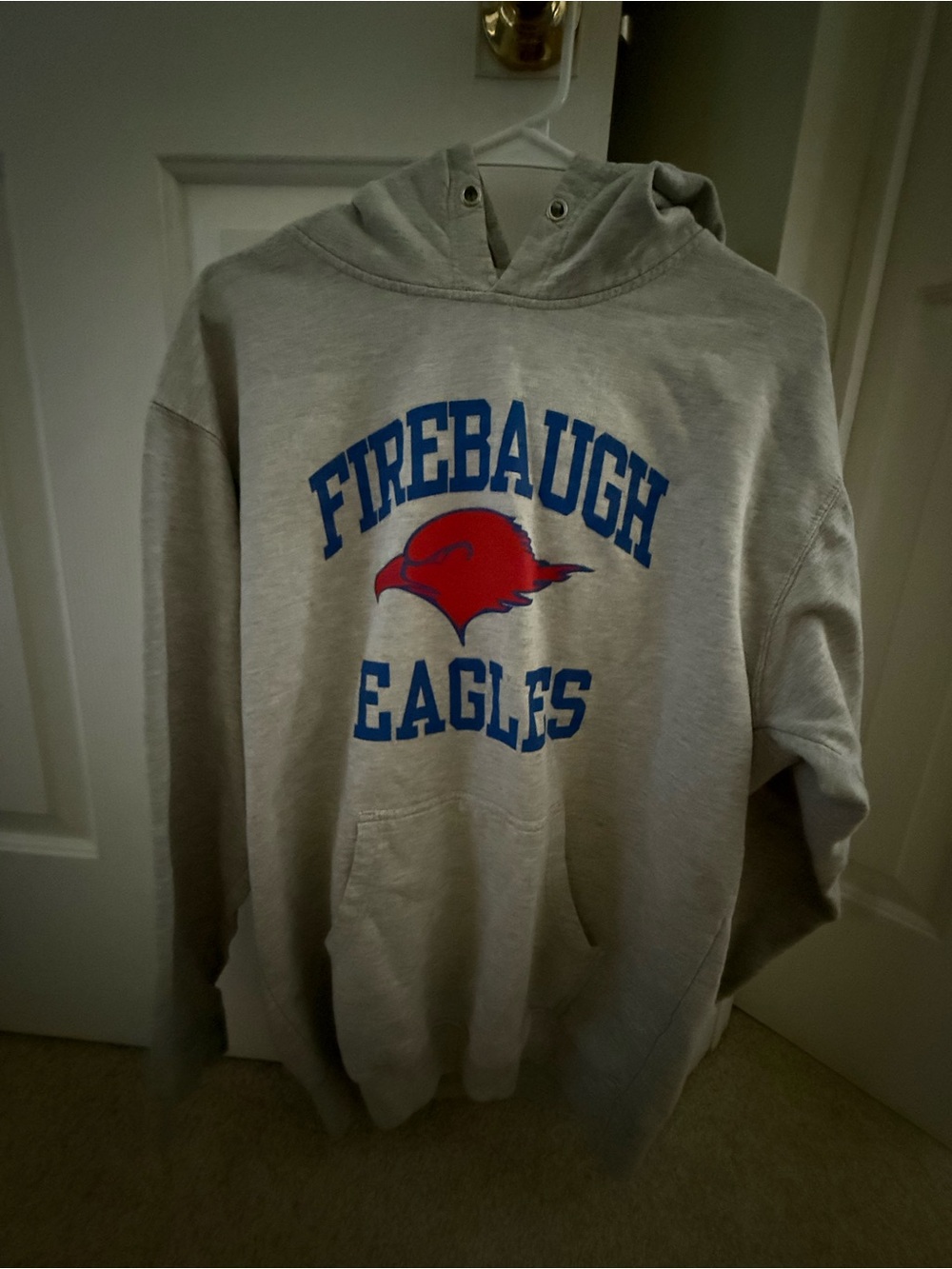 Superdry Gray Hoodie with Red Eagle and Blue Text